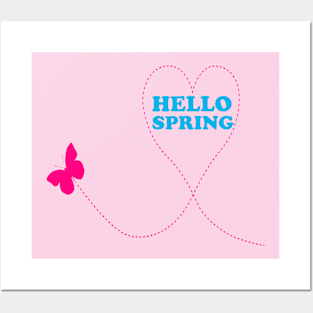 Hello Spring cute butterfly Posters and Art